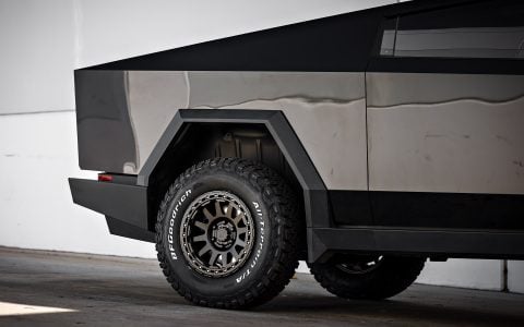 Why Forged Wheels Are the Ultimate Upgrade for Your Tesla Cybertruck 13 Gloss Black Wrapped Cybertruck on 18" UP-03 Beadlock Forged Wheels in Satin Black