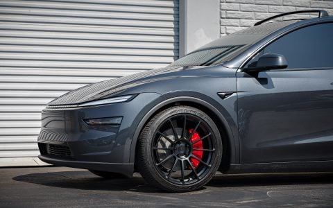 Stealth Gray Tesla Model Y Juniper on 21-Inch UP Forged UP-03 Wheels in Satin Black