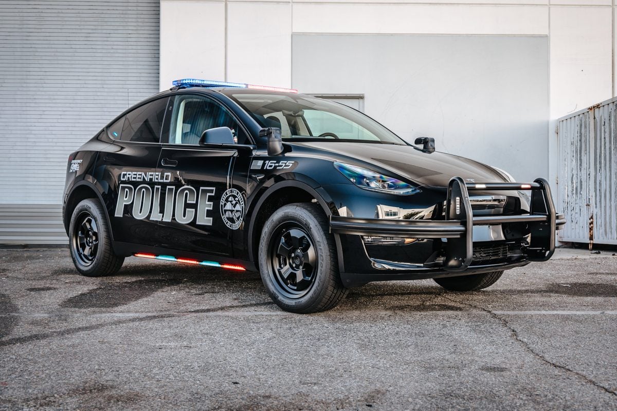 Greenfield Police Department UP.FIT Model Y on UP.FIT Forged PD Wheels in Satin Black