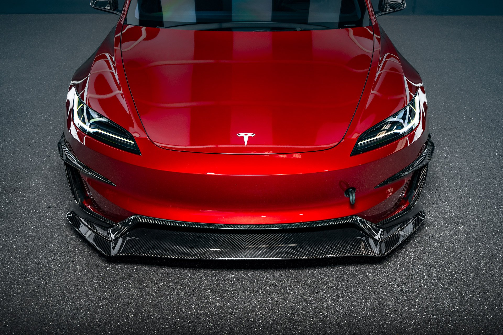 Red Rocket: 2024+ Tesla Model 3 Performance Tuning Program By Unplugged Performance 1 Red Rocket 2024 Tesla Model 3 Performance with Carbon Fiber Aero Kit on UP Forged UP-03 Wheels in Gloss Black