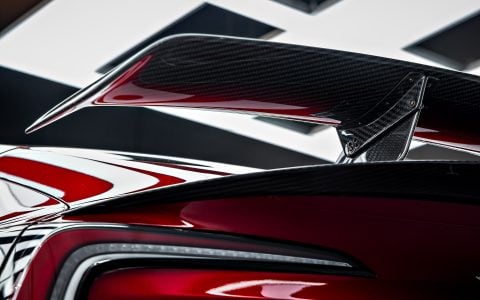 Red Rocket 2024 Tesla Model 3 Performance with Carbon Fiber Aero Kit on UP Forged UP-03 Wheels in Gloss Black 7 Red Rocket 2024 Tesla Model 3 Performance with Carbon Fiber Aero Kit on UP Forged UP-03 Wheels in Gloss Black