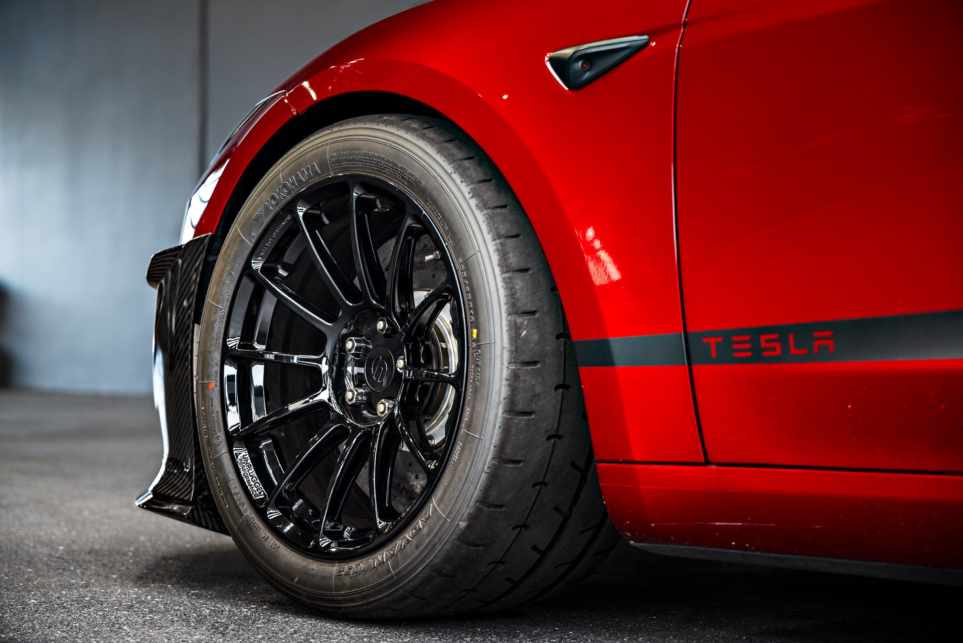 Red Rocket: 2024+ Tesla Model 3 Performance Tuning Program By Unplugged Performance 5 Red Rocket 2024 Tesla Model 3 Performance with Carbon Fiber Aero Kit on UP Forged UP-03 Wheels in Gloss Black