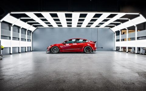 Red Rocket 2024 Tesla Model 3 Performance with Carbon Fiber Aero Kit on UP Forged UP-03 Wheels in Gloss Black 1 Red Rocket 2024 Tesla Model 3 Performance with Carbon Fiber Aero Kit on UP Forged UP-03 Wheels in Gloss Black