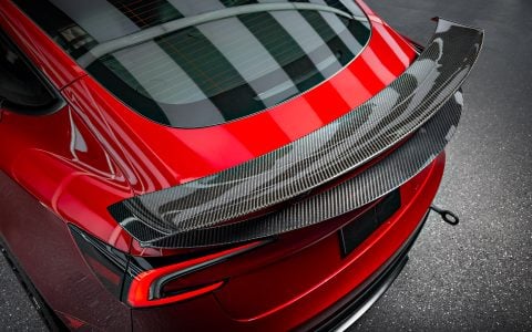 Red Rocket 2024 Tesla Model 3 Performance with Carbon Fiber Aero Kit on UP Forged UP-03 Wheels in Gloss Black 4 Red Rocket 2024 Tesla Model 3 Performance with Carbon Fiber Aero Kit on UP Forged UP-03 Wheels in Gloss Black