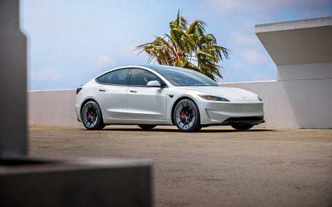 White 2024 Tesla Model 3 on 20 Inch UP Forged UP-RW Road Warrior Wheels