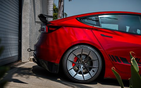 Red Rocket 2024 Tesla Model 3 Performance on 20 Inch UP Forged UP-RW Road Warrior Wheels 2 Red Rocket 2024 Tesla Model 3 Performance on 20 Inch UP Forged UP-RW Road Warrior Wheels