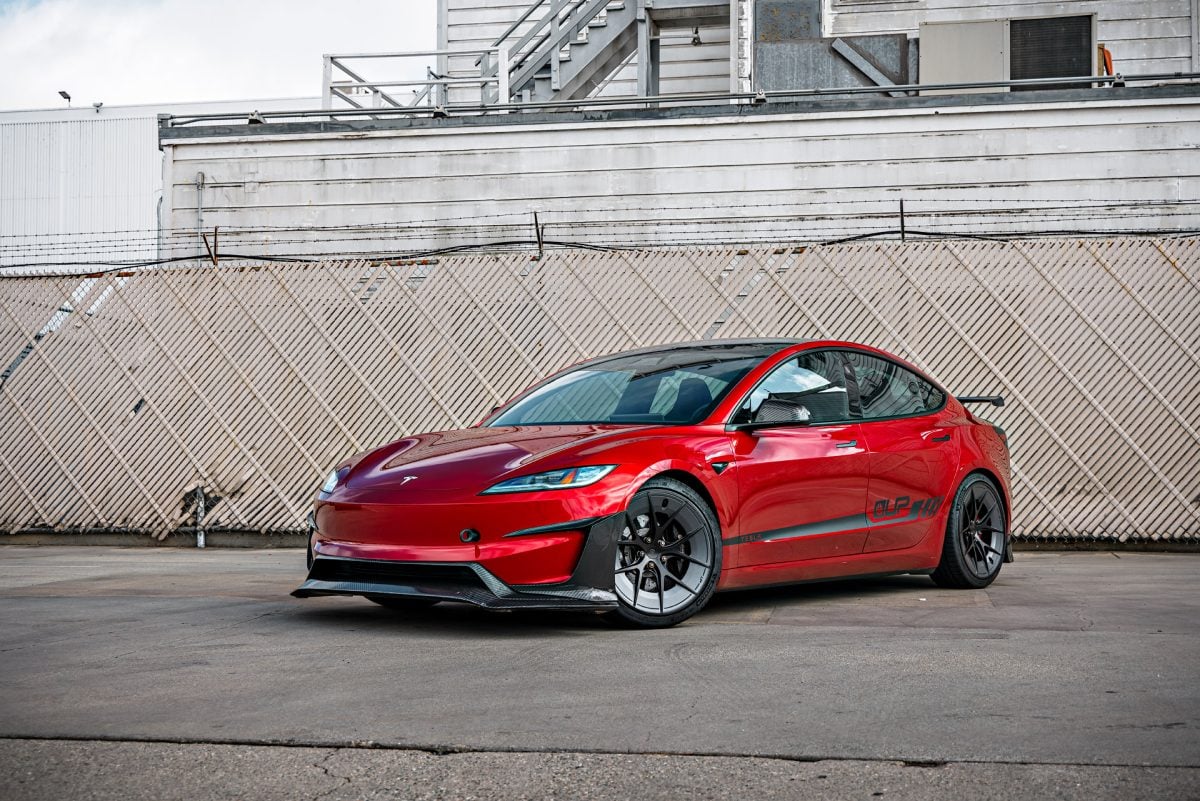 Red Rocket 2024 Tesla Model 3 Performance on 20 Inch UP Forged UP-RW Road Warrior Wheels