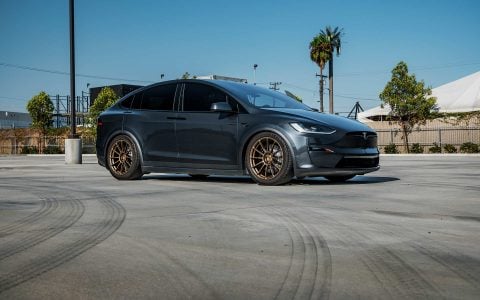 Stealth Grey Tesla Model X Long Range with UP Forged UP-03 Satin Bronze Wheels