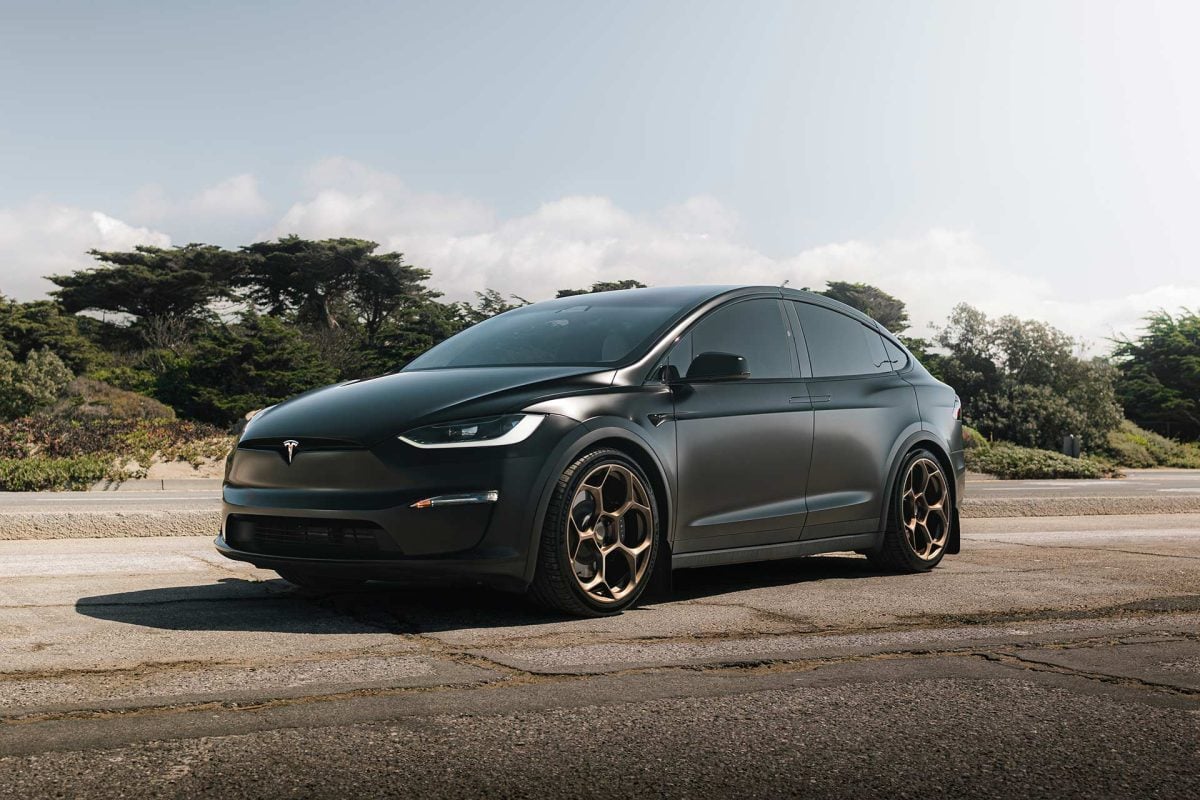 Satin Black Tesla Model X Long Range with UP Forged UP-05 Wheels in Satin Bronze