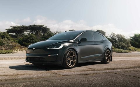 Satin Black Tesla Model X Long Range with UP Forged UP-05 Wheels in Satin Bronze
