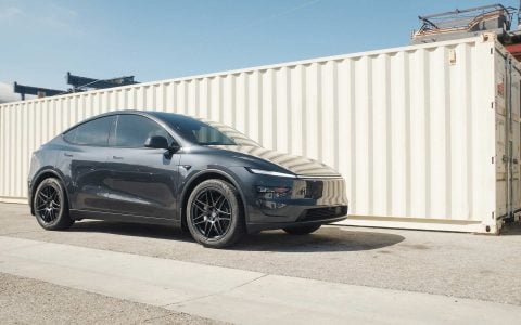 Stealth Grey Tesla Model Y Long Range with UP x BBS Flugplatz Wheels in Asteroid Graphite 12 Stealth Grey Tesla Model Y Long Range with UP x BBS Flugplatz Wheels in Asteroid Graphite