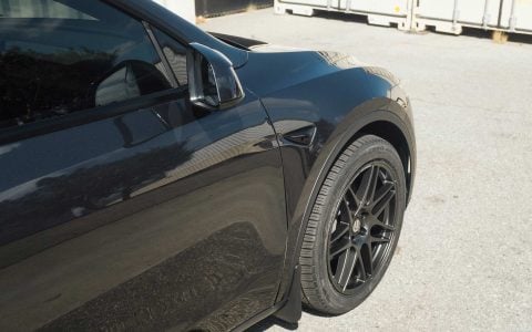 Stealth Grey Tesla Model Y Long Range with UP x BBS Flugplatz Wheels in Asteroid Graphite 3 Stealth Grey Tesla Model Y Long Range with UP x BBS Flugplatz Wheels in Asteroid Graphite
