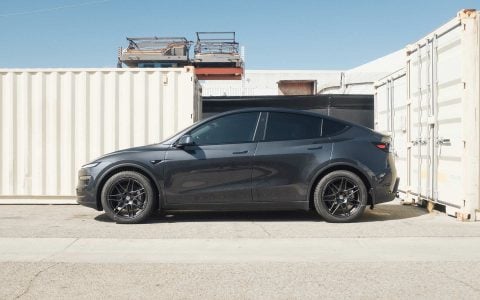 Stealth Grey Tesla Model Y Long Range with UP x BBS Flugplatz Wheels in Asteroid Graphite 1 Stealth Grey Tesla Model Y Long Range with UP x BBS Flugplatz Wheels in Asteroid Graphite
