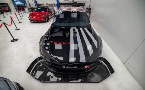 Welcoming Hundreds of Tesla Enthusiasts to Experience the Future of Tesla Customization 21 Dark Helmet displayed at Unplugged Performance technical center for Open House Event.