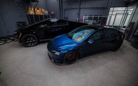Welcoming Hundreds of Tesla Enthusiasts to Experience the Future of Tesla Customization 41 Gloss Black Wrapped Tesla Cybertruck and Excelsior Blue Tesla Model 3 Performance Highland welcome guests at the First-Ever Open House at UP Headquarters.