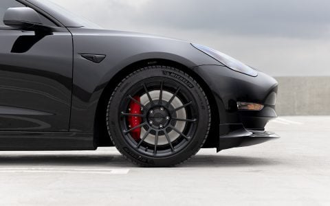 Black Tesla Model 3 on 18 inch UP-03 Forged Wheels in Gloss Black