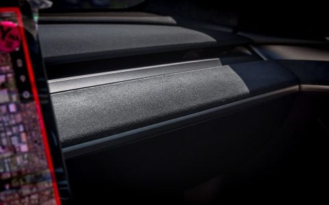 Tesla Model Y - Unplugged Performance Alcantara Dashboard Kit - Close Up